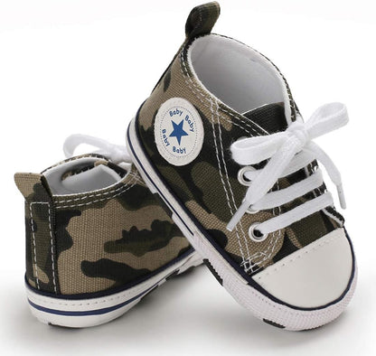 Unisex Baby Boy Girl Canvas Sneaker Soft Sole Infant Lace up Newborn Ankle Toddler First Walkers Crib Shoes