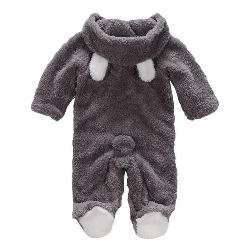 Winter Baby Boys Girls Rompers Newborn Coral Fleece Cartoon Overalls Infant Solid Color Jumpsuit Cute Animal Warm Autumn Costume